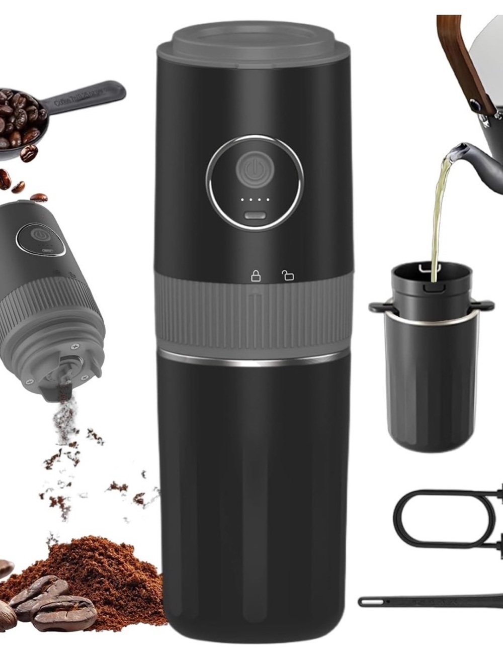 Portable Electric Coffee Grinder - Black